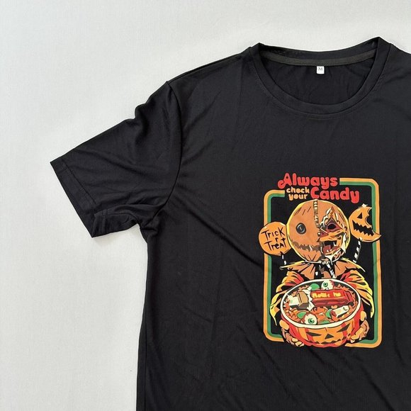 Trick r Treat Halloween Shirt Adult M Black Crew Neck Always Check Your Candy M - Picture 6 of 14
